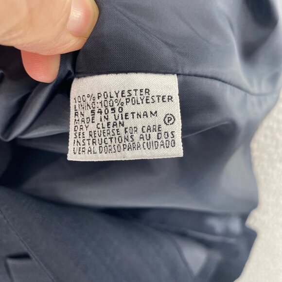 Le Suit Blazer Womens 12 Navy Shimmer Tonal Stripe Button Up Pockets Office Work - Picture 6 of 11